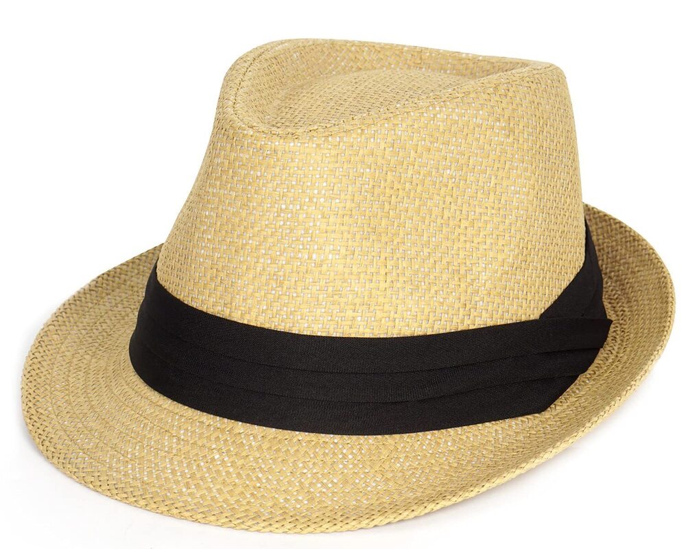 5380 Summer Straw Fedora Hat Short Brim Panama Sun Hat Trilby Beach Hat &